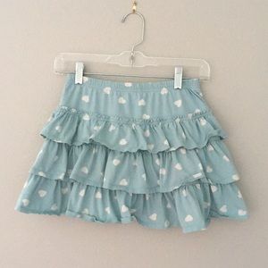 Girls Blue Heart Ruffle Skort